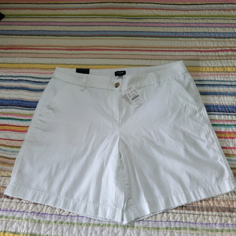 JCREW Women's Size 10 White 7 Inch Cotton Shorts NWT
